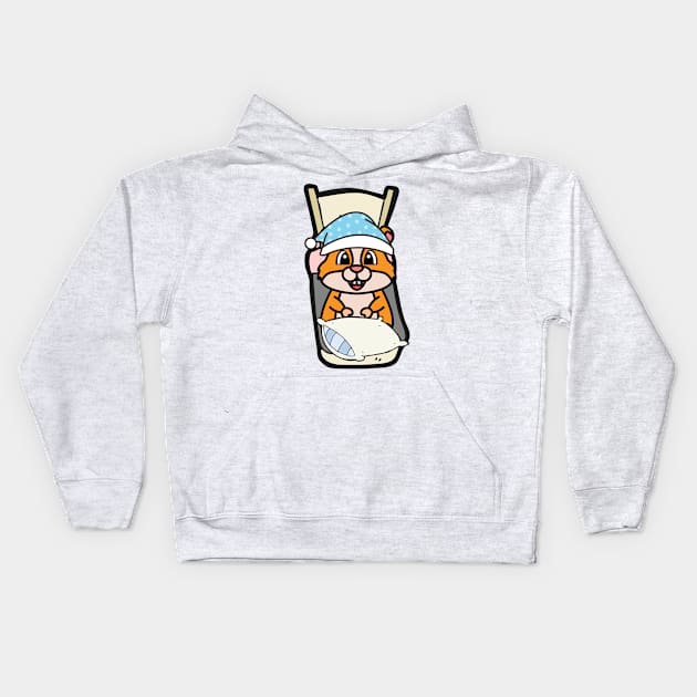 Cute hamster is going to bed Kids Hoodie by Pet Station